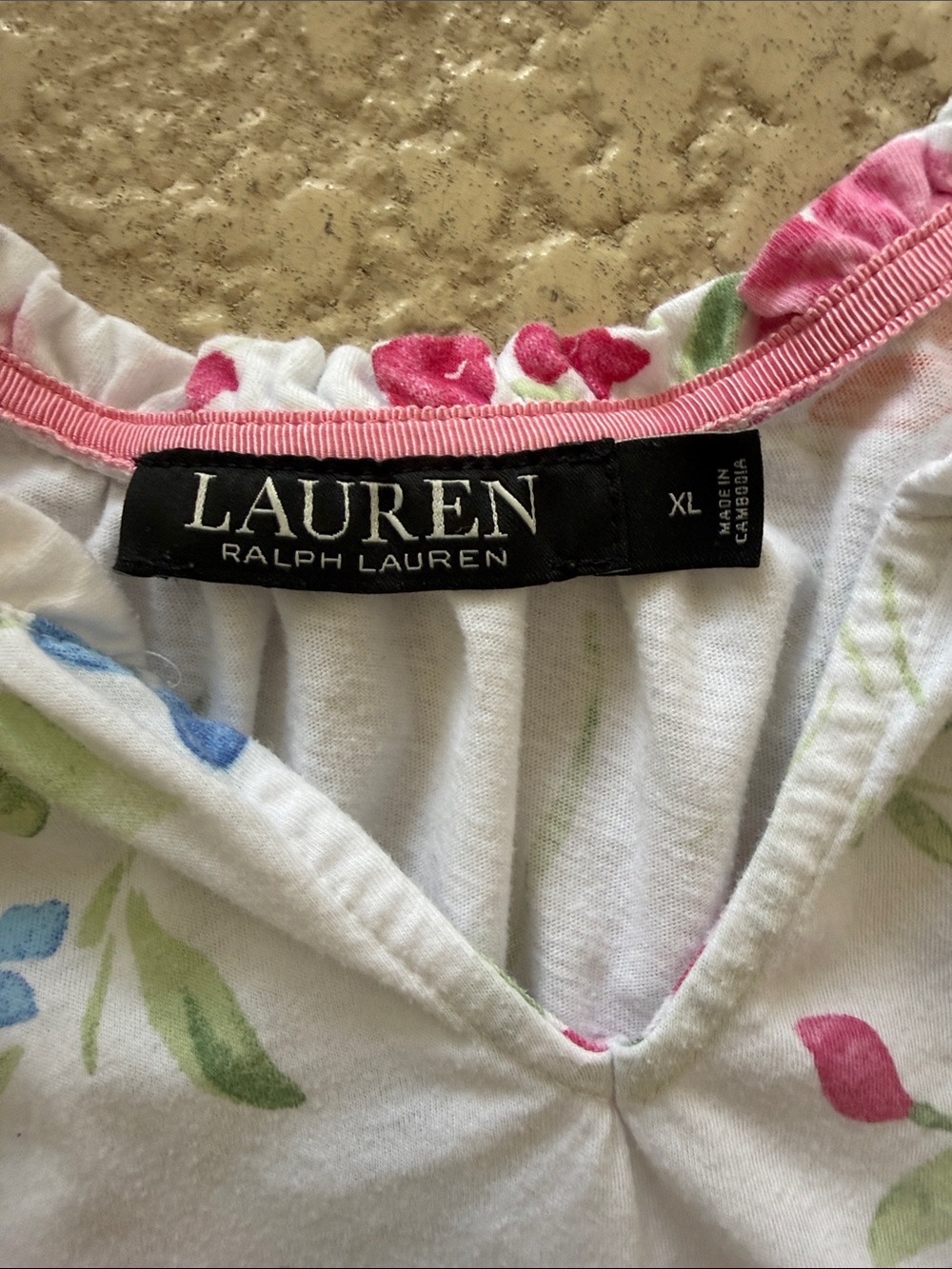 Lauren Ralph Lauren White Floral Ruffle-Hem Dress in Pink, Blue & Orange - Picture 2 of 5